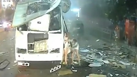 Автобус на градския транспорт избухна в Русия