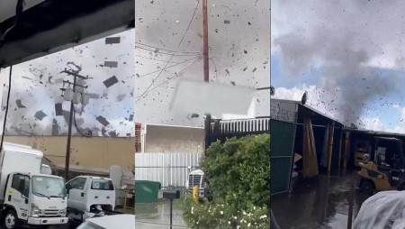 Две торнадо удариха Калифорния, вдигнаха във въздуха автомобили, каравани и покриви на къщи