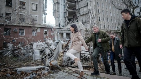 Руски дрон изплаши до смърт германския външен министър в украинския град Николаев