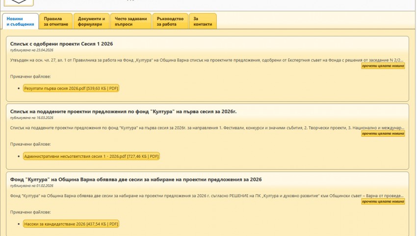 Фонд „Култура“ – Варна, обяви резултатите от първата си редовна сесия за годината