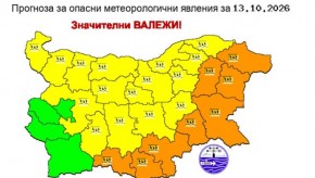 НИМХ предупреди за опасно време в България: Оранжев код за пороен дъжд в 8 области във вторник